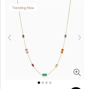 14 Kt Gold Necklace with multi colored stones
